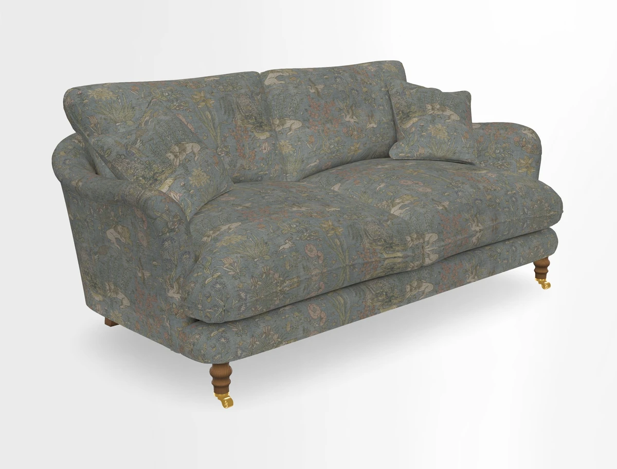 Pugin 3 Seater Sofa in V&A Threads of India Varanasi Wilderness Ink
