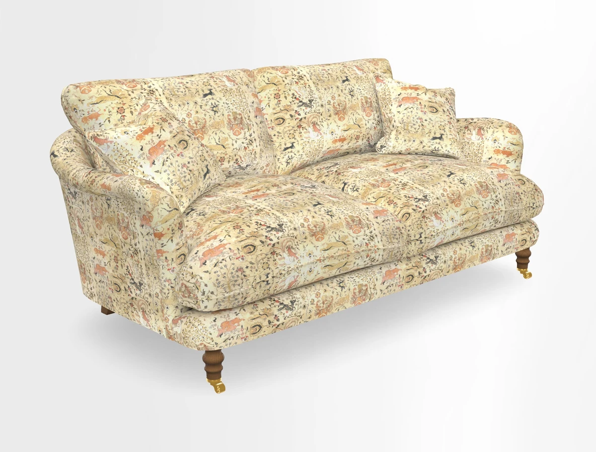 Pugin 3 Seater Sofa in V&A Threads of India Varanasi Wilderness Ink