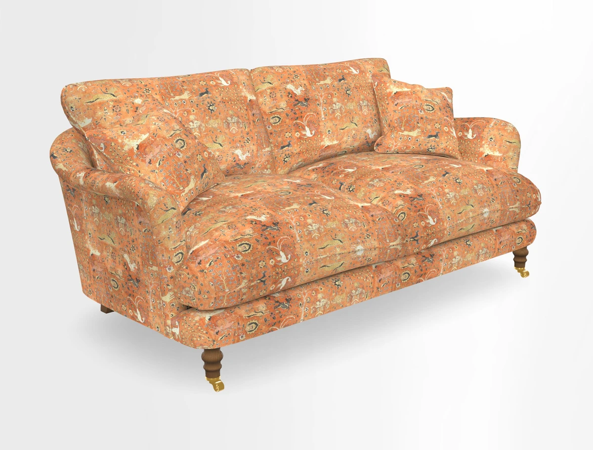 Pugin 3 Seater Sofa in V&A Threads of India Varanasi Wilderness Ink