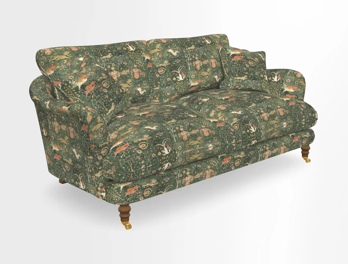 Pugin 3 Seater Sofa in V&A Threads of India Varanasi Wilderness Ink