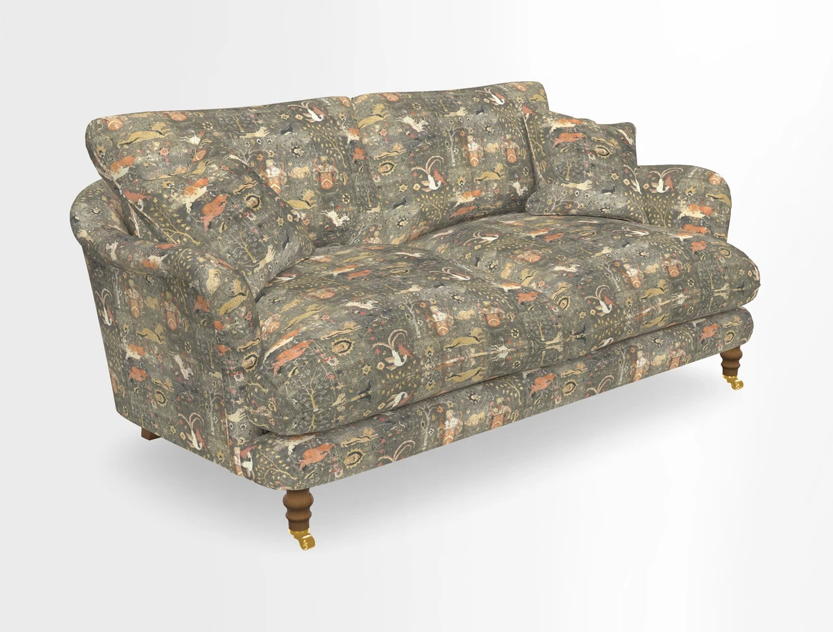 Pugin 3 Seater Sofa in V&A Threads of India Varanasi Wilderness Ink