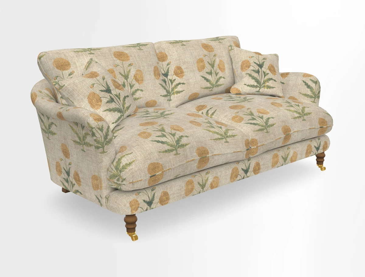 Pugin 3 Seater Sofa in V&A Threads of India Varanasi Wilderness Ink