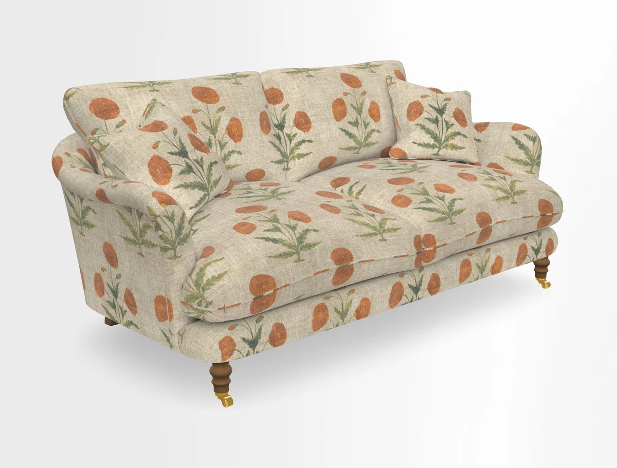 Pugin 3 Seater Sofa in V&A Threads of India Varanasi Wilderness Ink
