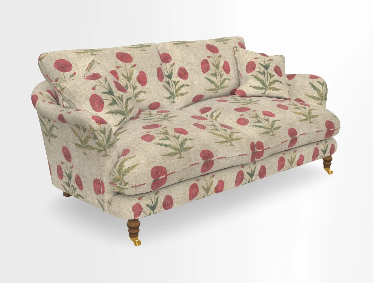 Pugin 3 Seater Sofa in V&A Threads of India Varanasi Wilderness Ink