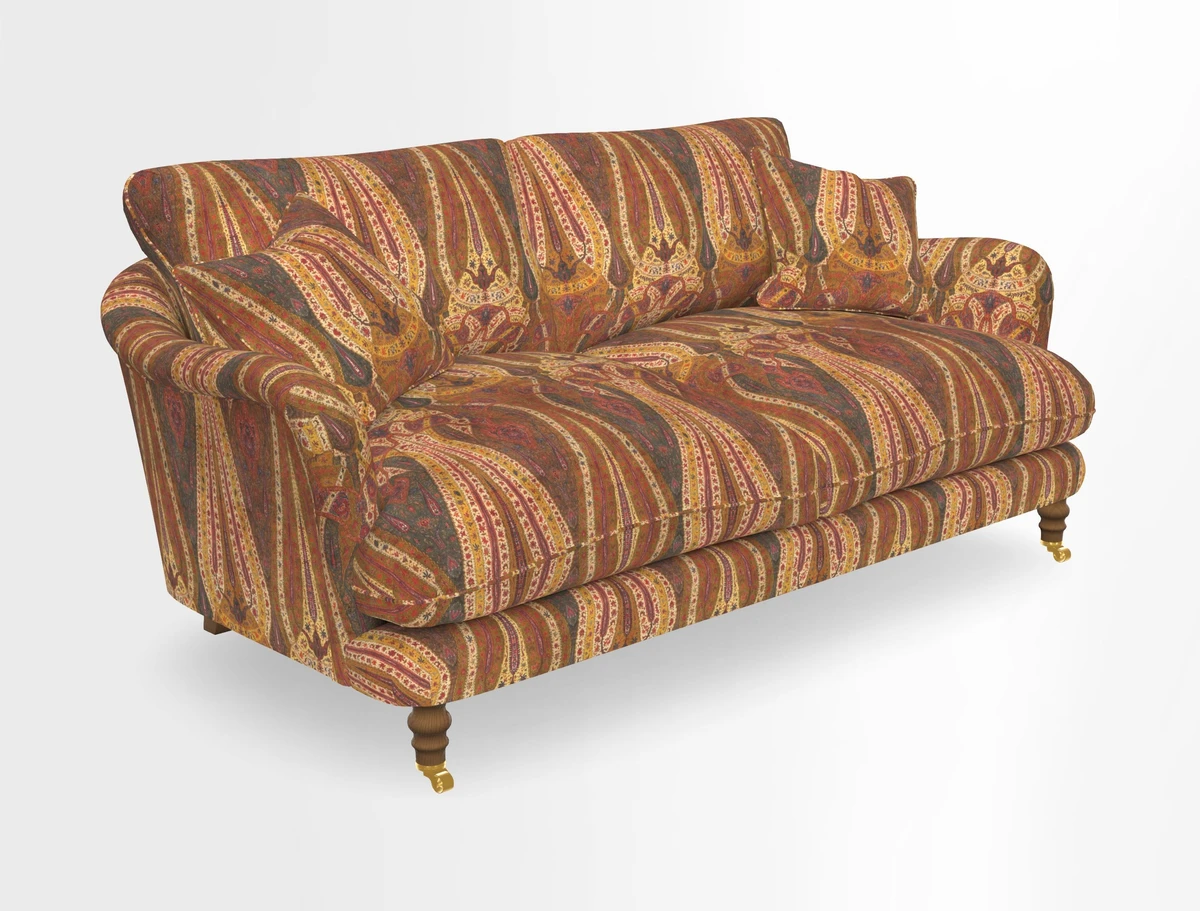 Pugin 3 Seater Sofa in V&A Threads of India Varanasi Wilderness Ink