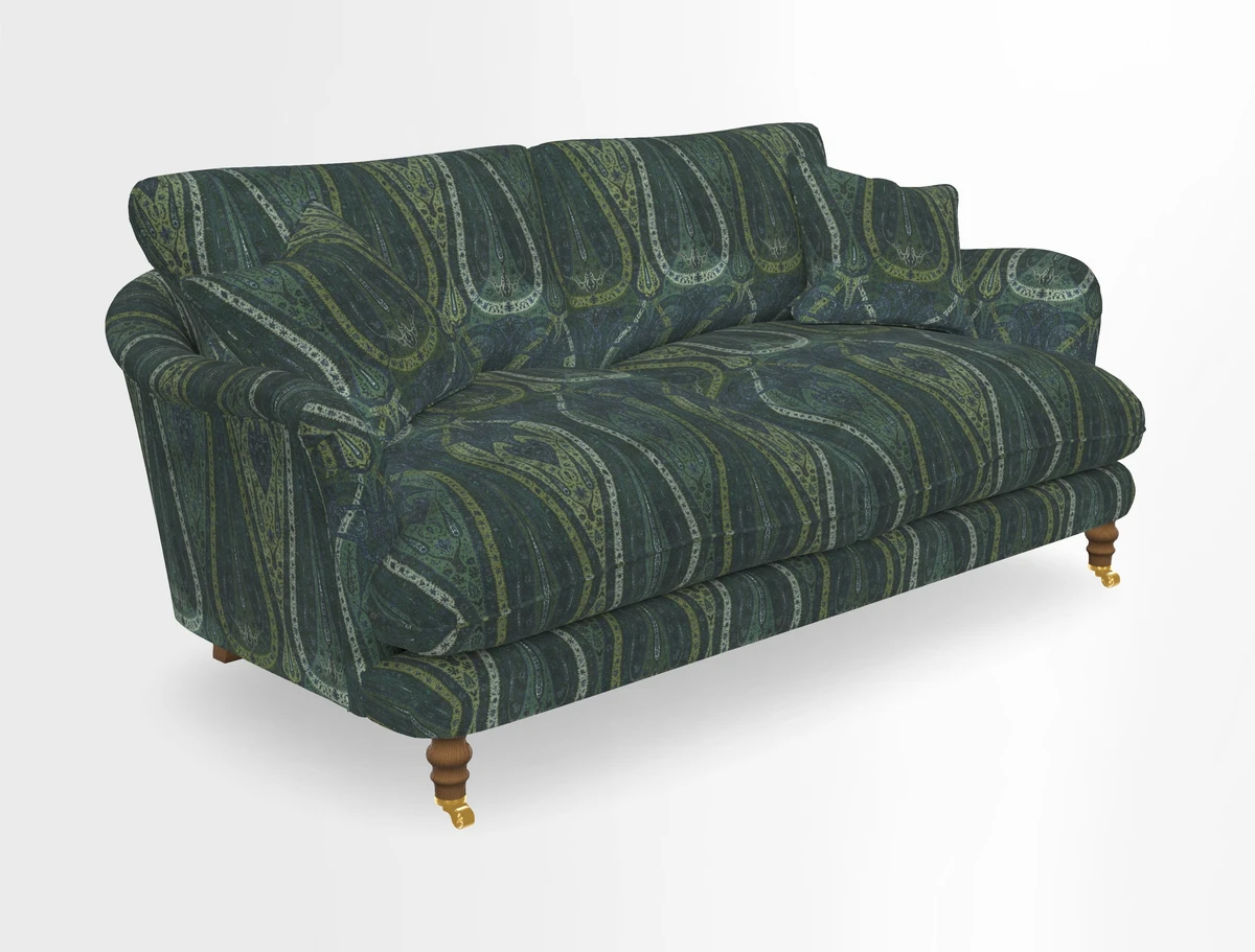 Pugin 3 Seater Sofa in V&A Threads of India Varanasi Wilderness Ink