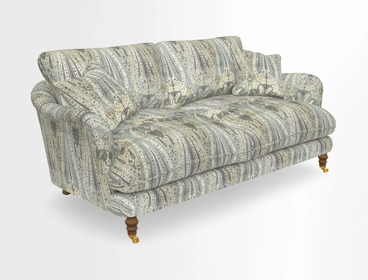 Pugin 3 Seater Sofa in V&A Threads of India Varanasi Wilderness Ink