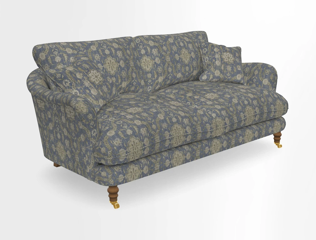 Pugin 3 Seater Sofa in V&A Threads of India Varanasi Wilderness Ink