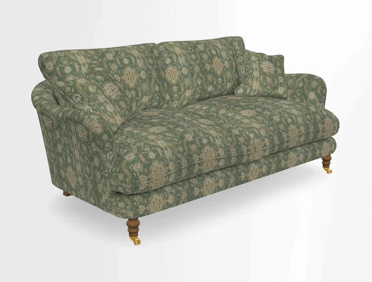 Pugin 3 Seater Sofa in V&A Threads of India Varanasi Wilderness Ink