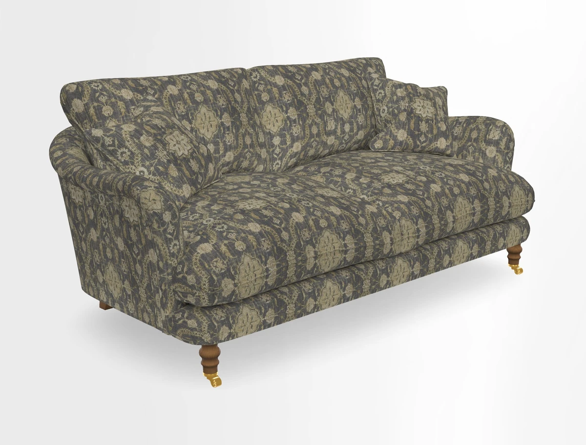 Pugin 3 Seater Sofa in V&A Threads of India Varanasi Wilderness Ink