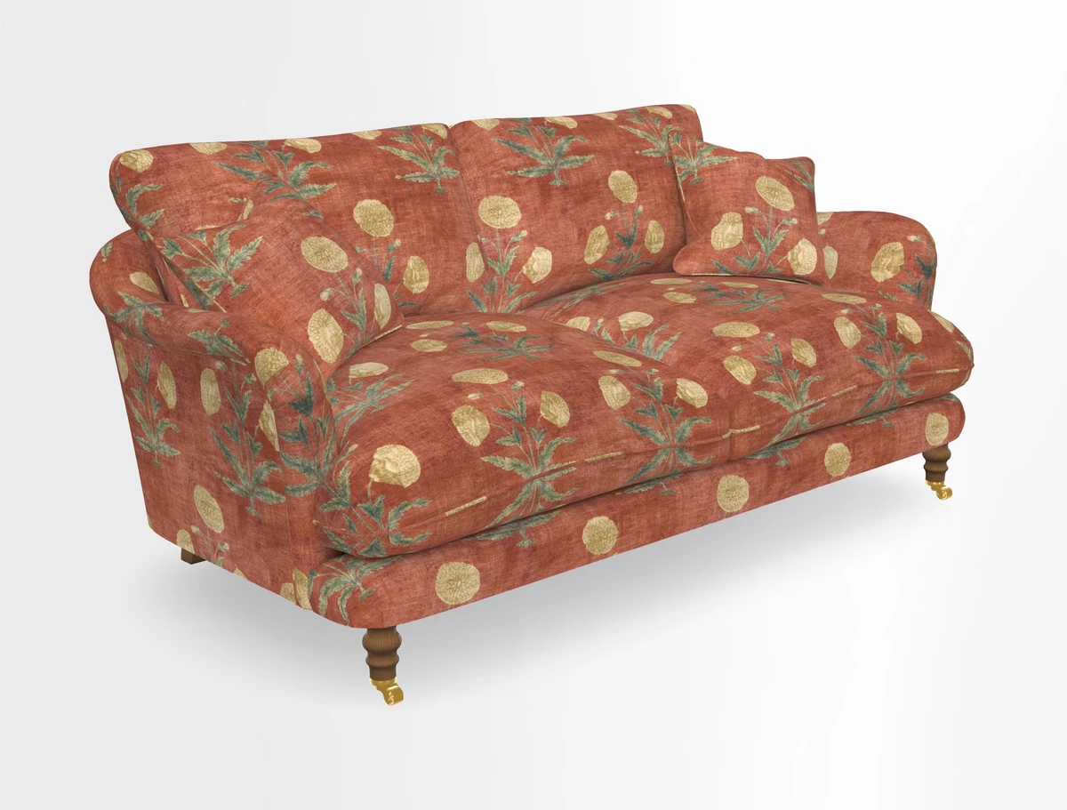 Pugin 3 Seater Sofa in V&A Threads of India Varanasi Wilderness Ink