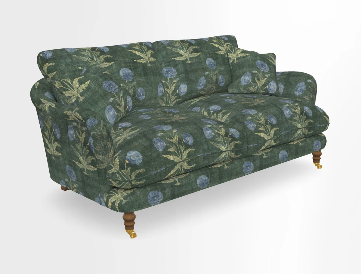 Pugin 3 Seater Sofa in V&A Threads of India Varanasi Wilderness Ink