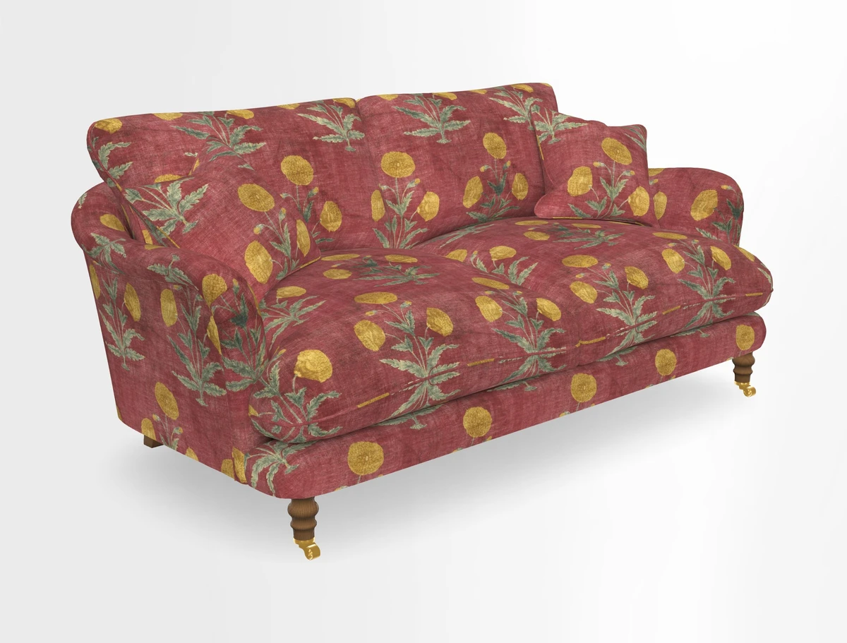 Pugin 3 Seater Sofa in V&A Threads of India Varanasi Wilderness Ink