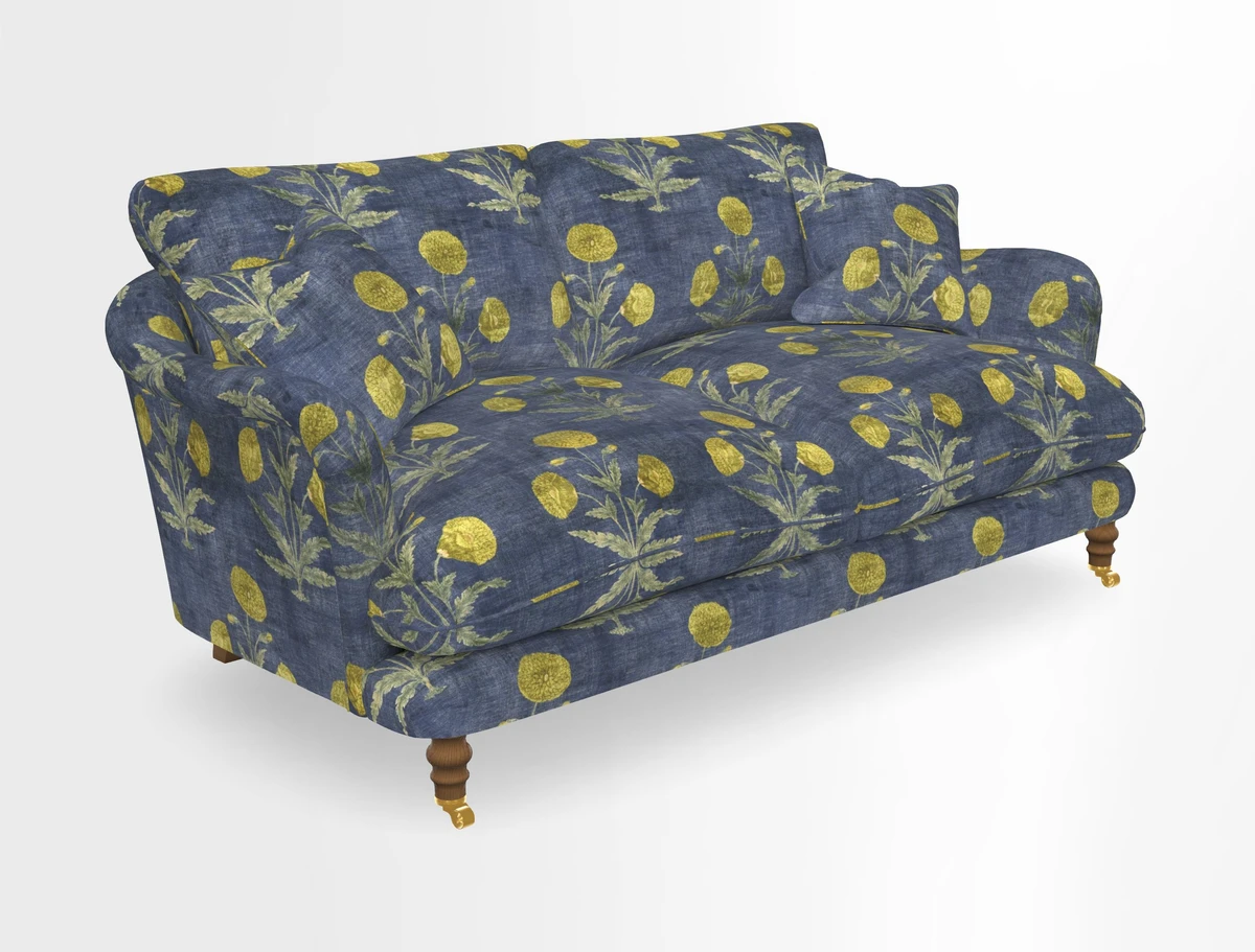Pugin 3 Seater Sofa in V&A Threads of India Varanasi Wilderness Ink