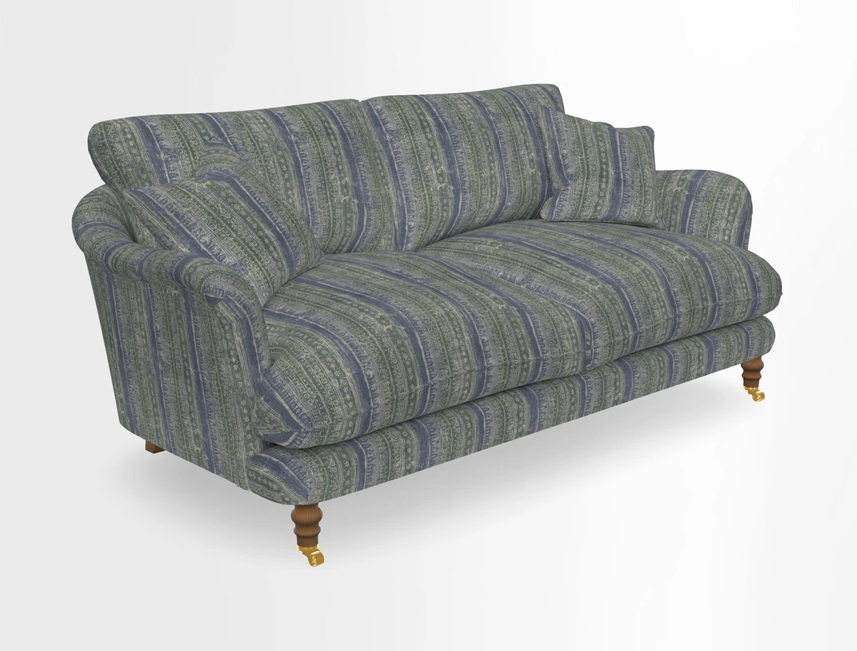 Pugin 3 Seater Sofa in V&A Threads of India Varanasi Wilderness Ink