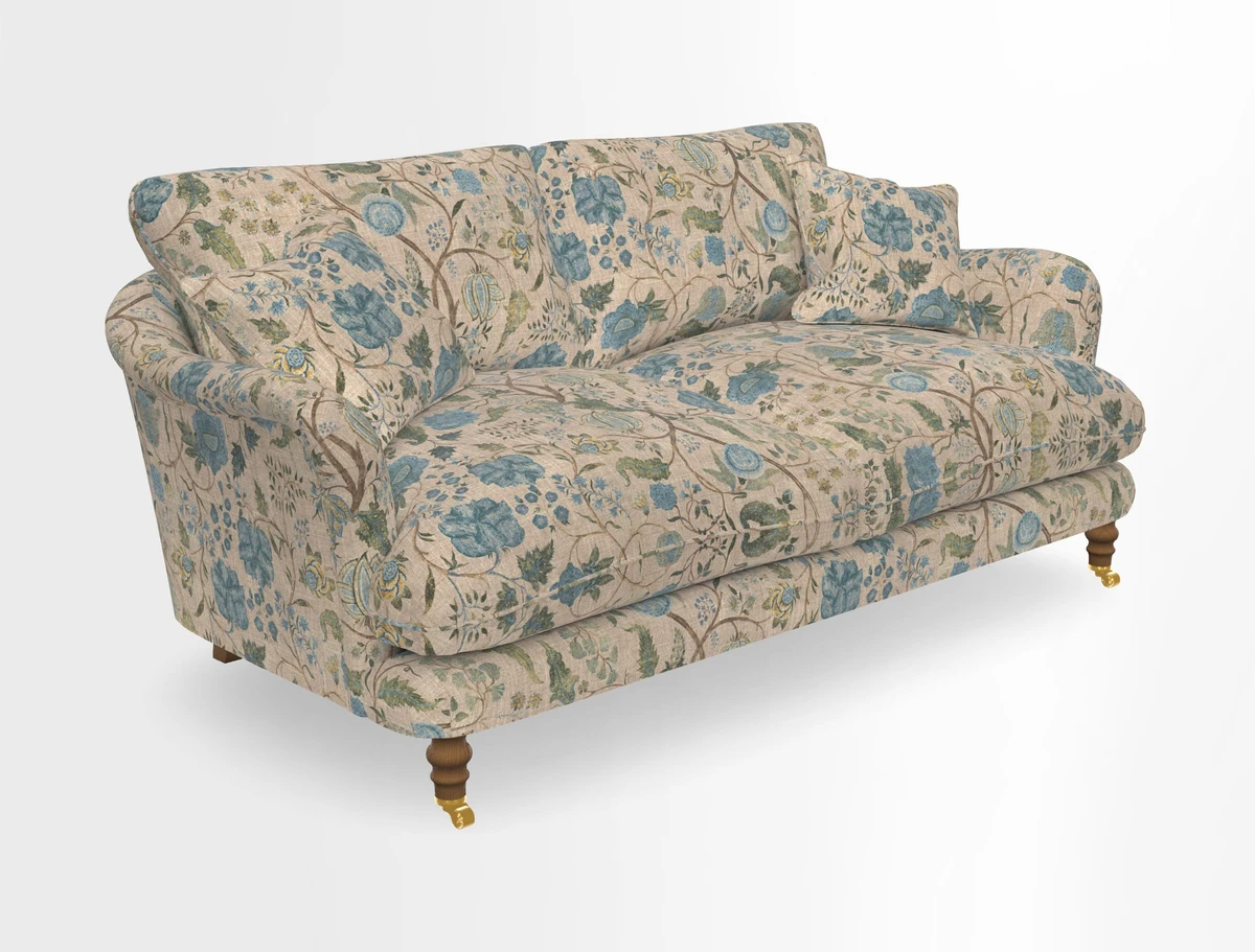 Pugin 3 Seater Sofa in V&A Threads of India Varanasi Wilderness Ink