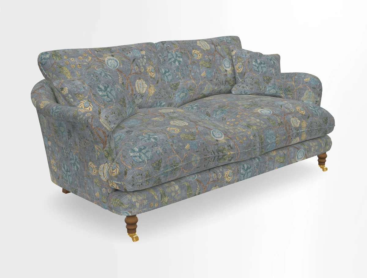 Pugin 3 Seater Sofa in V&A Threads of India Varanasi Wilderness Ink