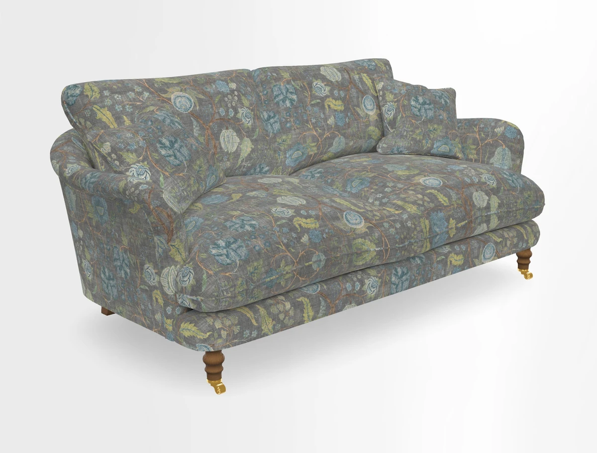 Pugin 3 Seater Sofa in V&A Threads of India Varanasi Wilderness Ink