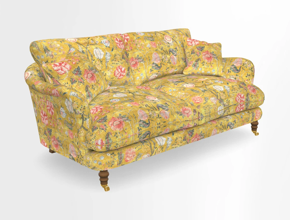 Pugin 3 Seater Sofa in V&A Threads of India Varanasi Wilderness Ink