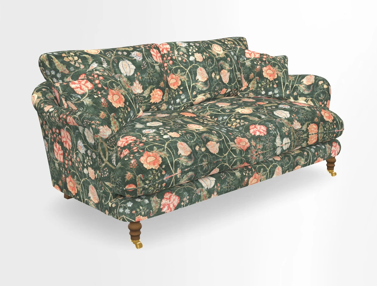 Pugin 3 Seater Sofa in V&A Threads of India Varanasi Wilderness Ink