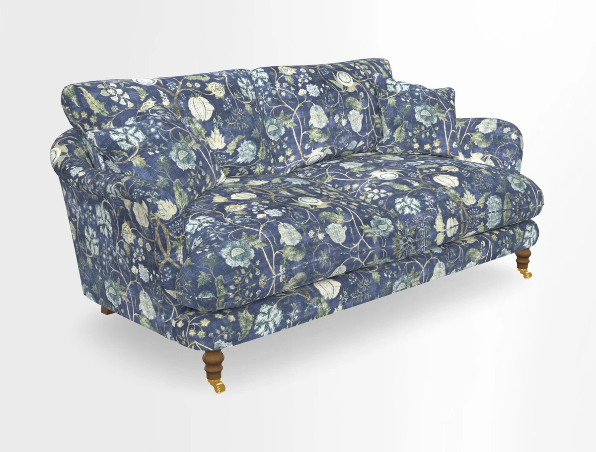 Pugin 3 Seater Sofa in V&A Threads of India Varanasi Wilderness Ink