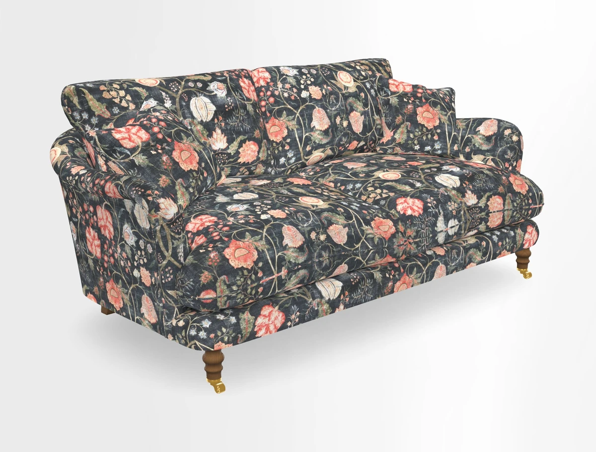 Pugin 3 Seater Sofa in V&A Threads of India Varanasi Wilderness Ink