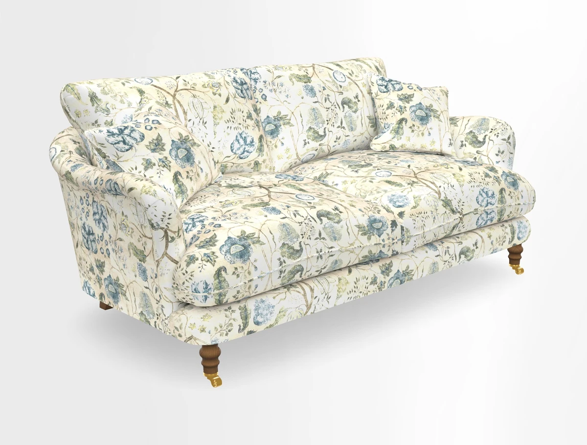 Pugin 3 Seater Sofa in V&A Threads of India Varanasi Wilderness Ink