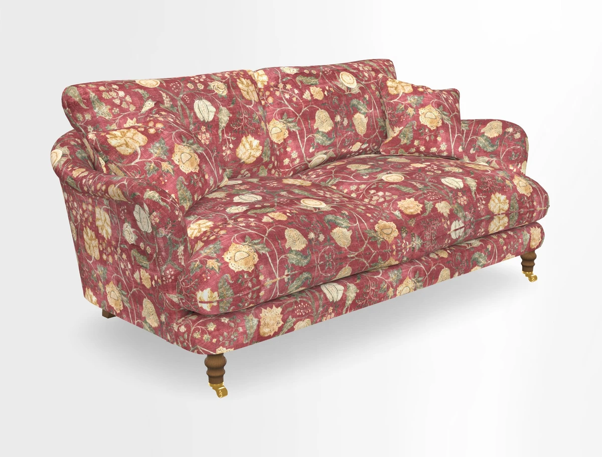 Pugin 3 Seater Sofa in V&A Threads of India Varanasi Wilderness Ink