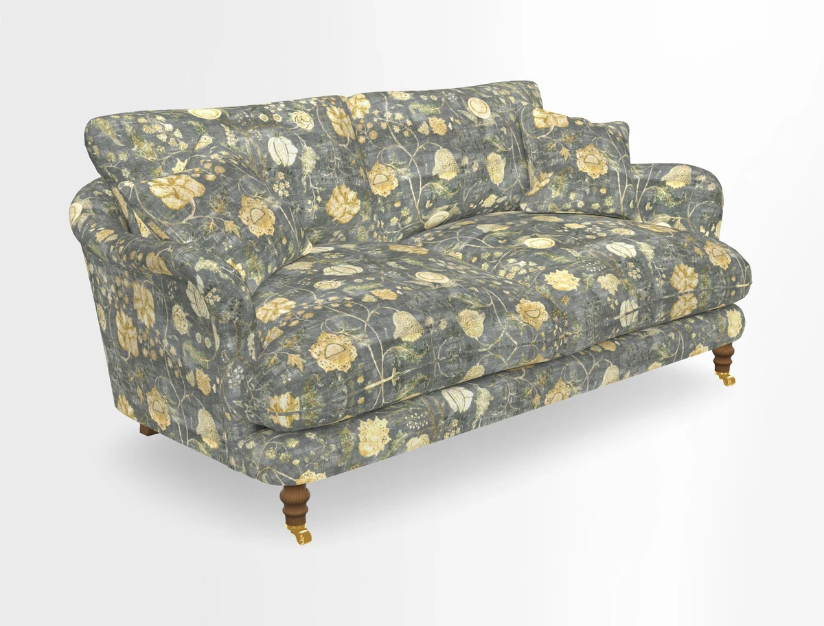 Pugin 3 Seater Sofa in V&A Threads of India Varanasi Wilderness Ink