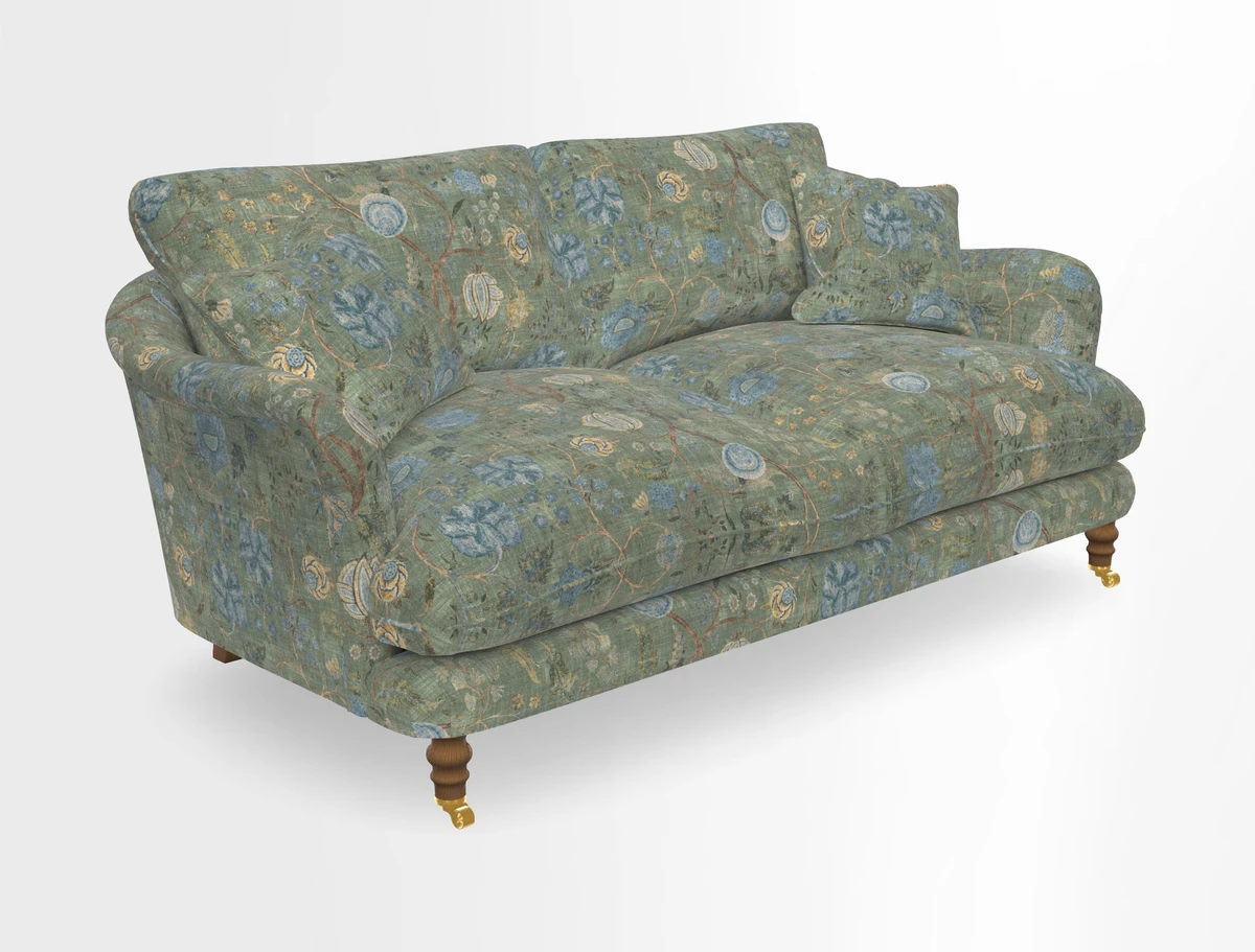 Pugin 3 Seater Sofa in V&A Threads of India Varanasi Wilderness Ink