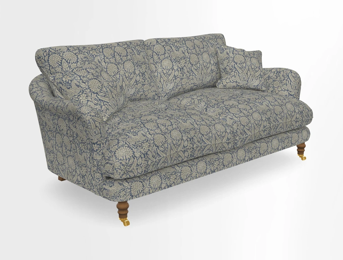 Pugin 3 Seater Sofa in V&A Threads of India Varanasi Wilderness Ink