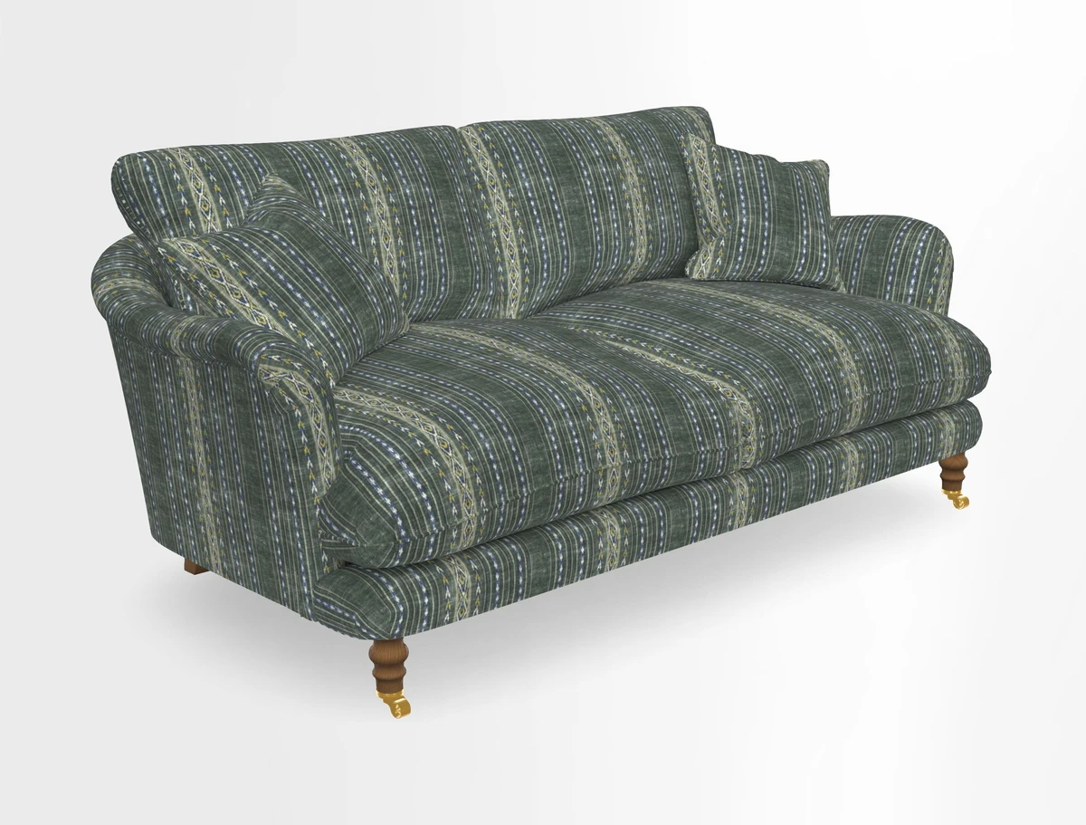 Pugin 3 Seater Sofa in V&A Threads of India Varanasi Wilderness Ink