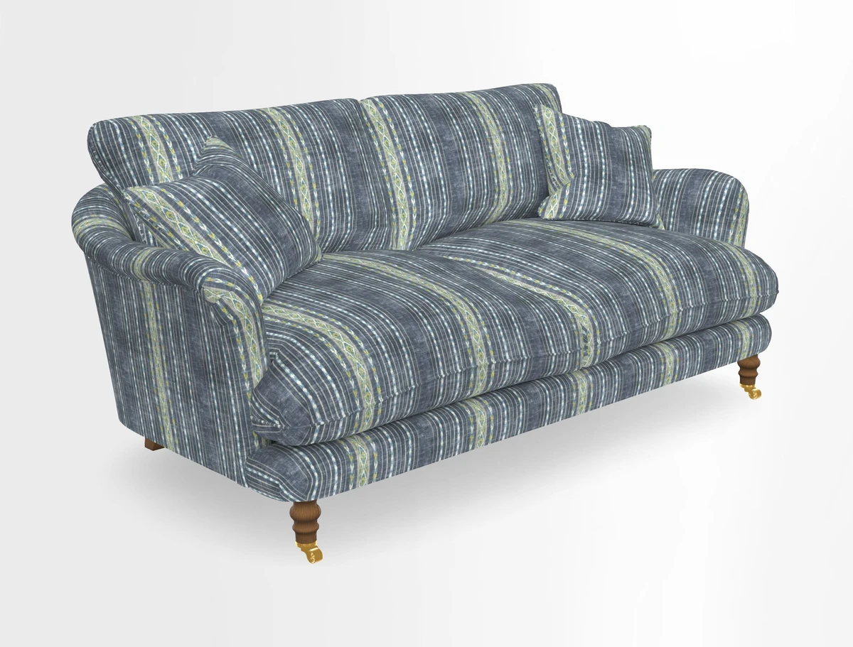Pugin 3 Seater Sofa in V&A Threads of India Varanasi Wilderness Ink