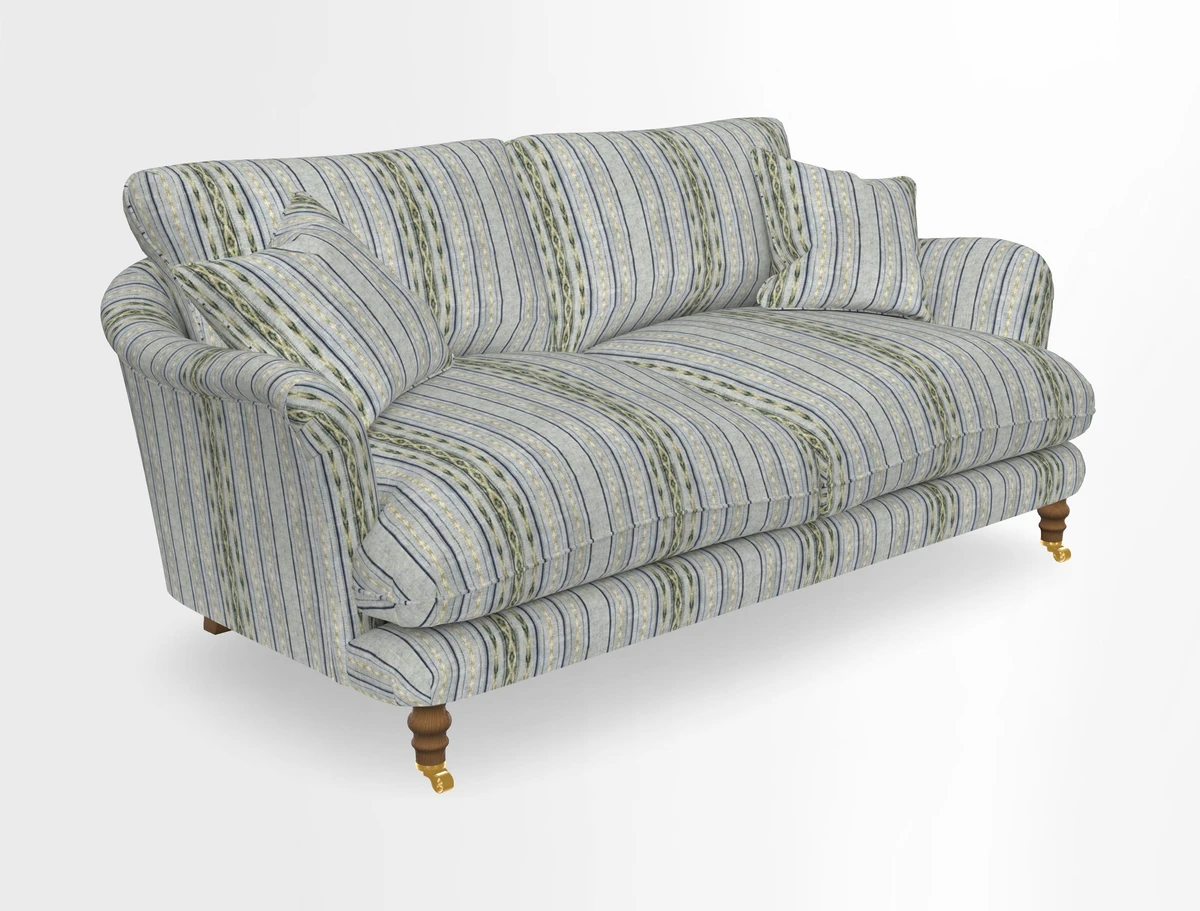 Pugin 3 Seater Sofa in V&A Threads of India Varanasi Wilderness Ink