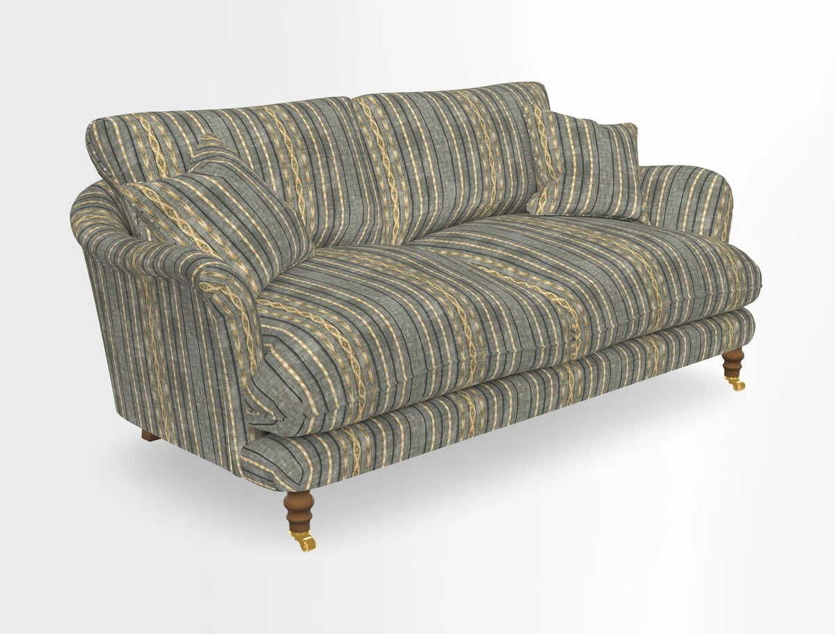 Pugin 3 Seater Sofa in V&A Threads of India Varanasi Wilderness Ink