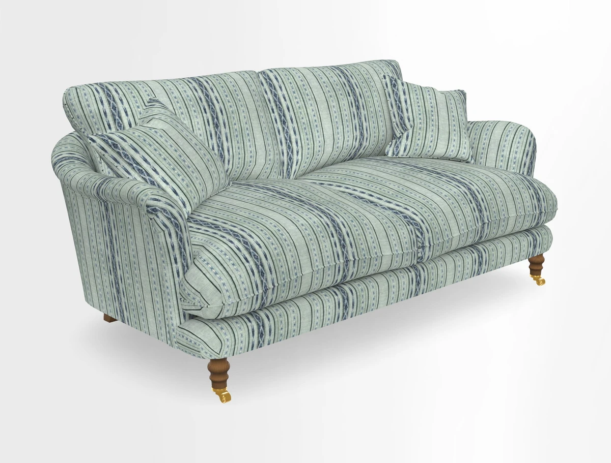 Pugin 3 Seater Sofa in V&A Threads of India Varanasi Wilderness Ink