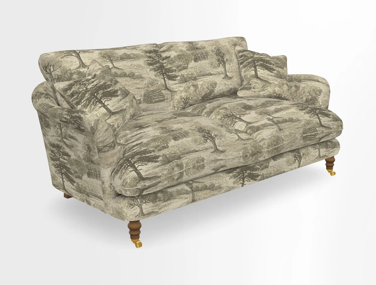 Pugin 3 Seater Sofa in V&A Threads of India Varanasi Wilderness Ink
