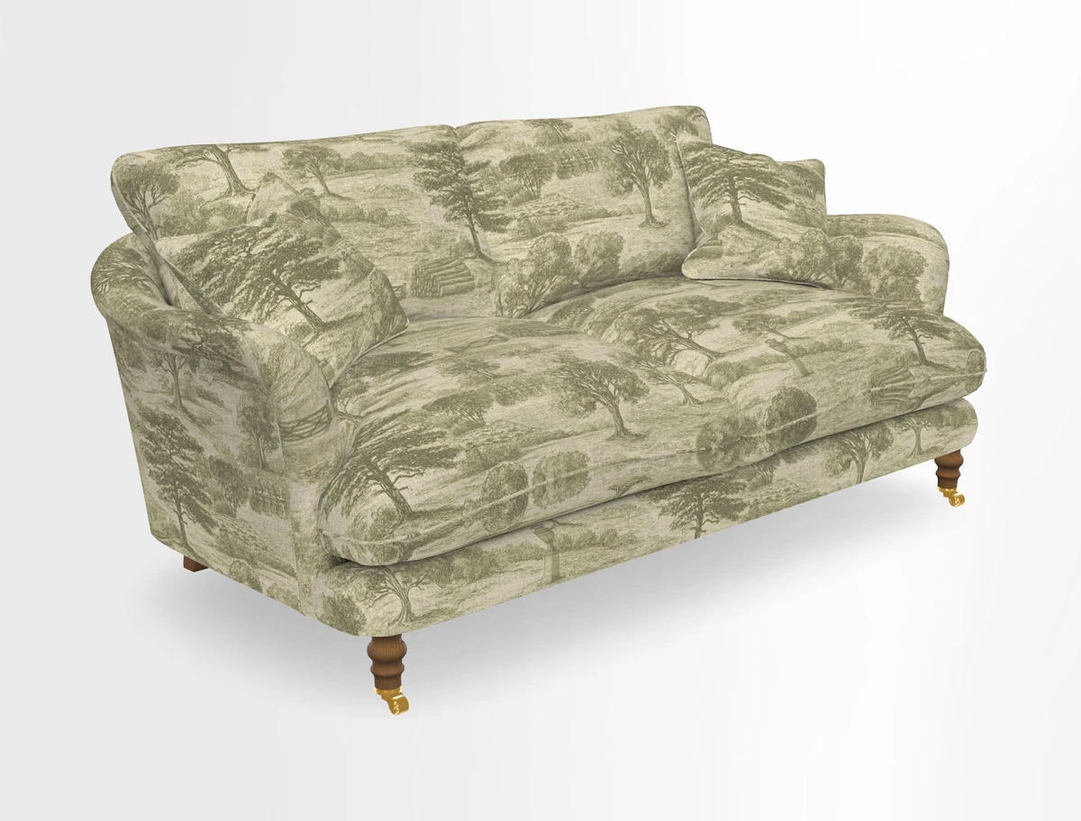Pugin 3 Seater Sofa in V&A Threads of India Varanasi Wilderness Ink