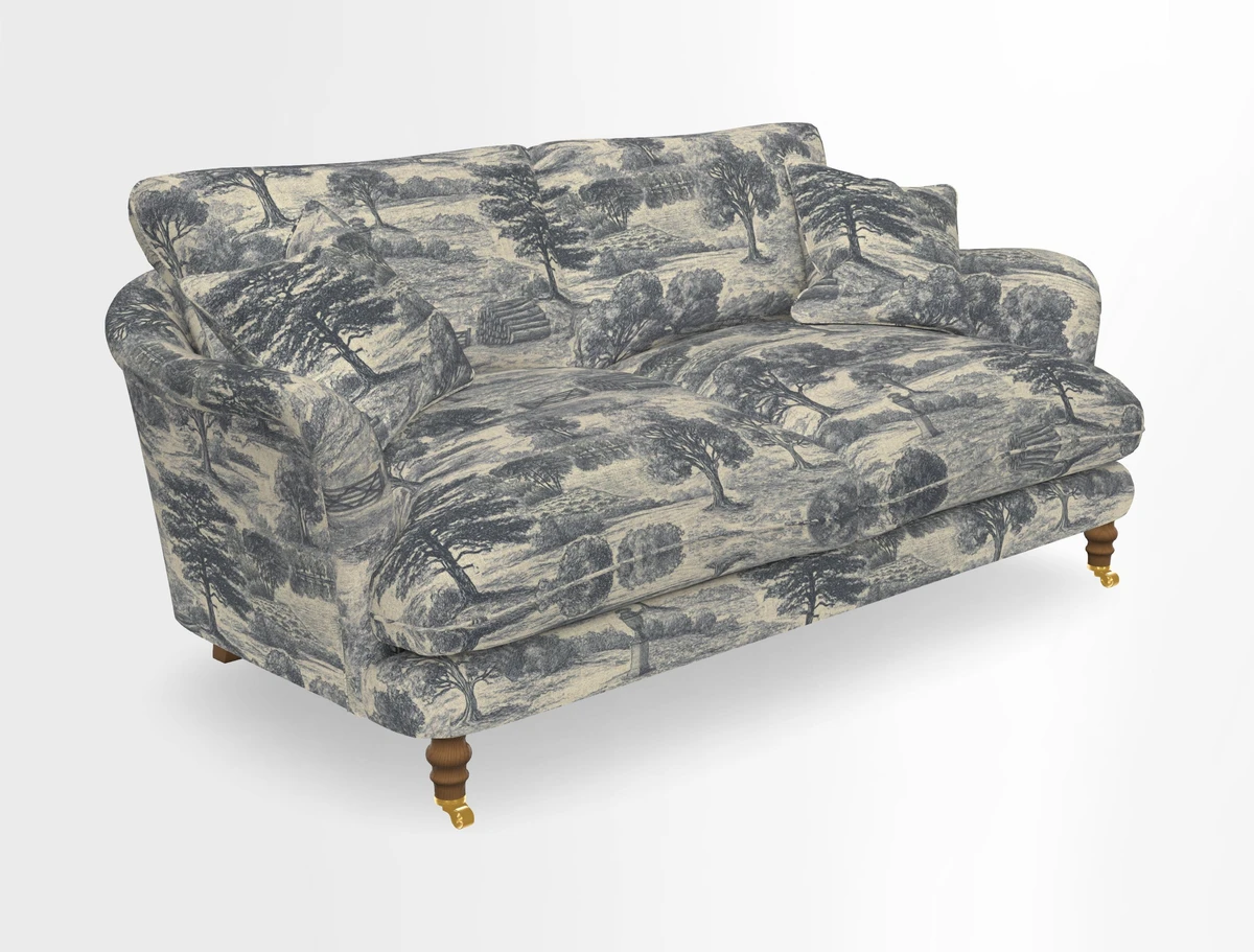 Pugin 3 Seater Sofa in V&A Threads of India Varanasi Wilderness Ink