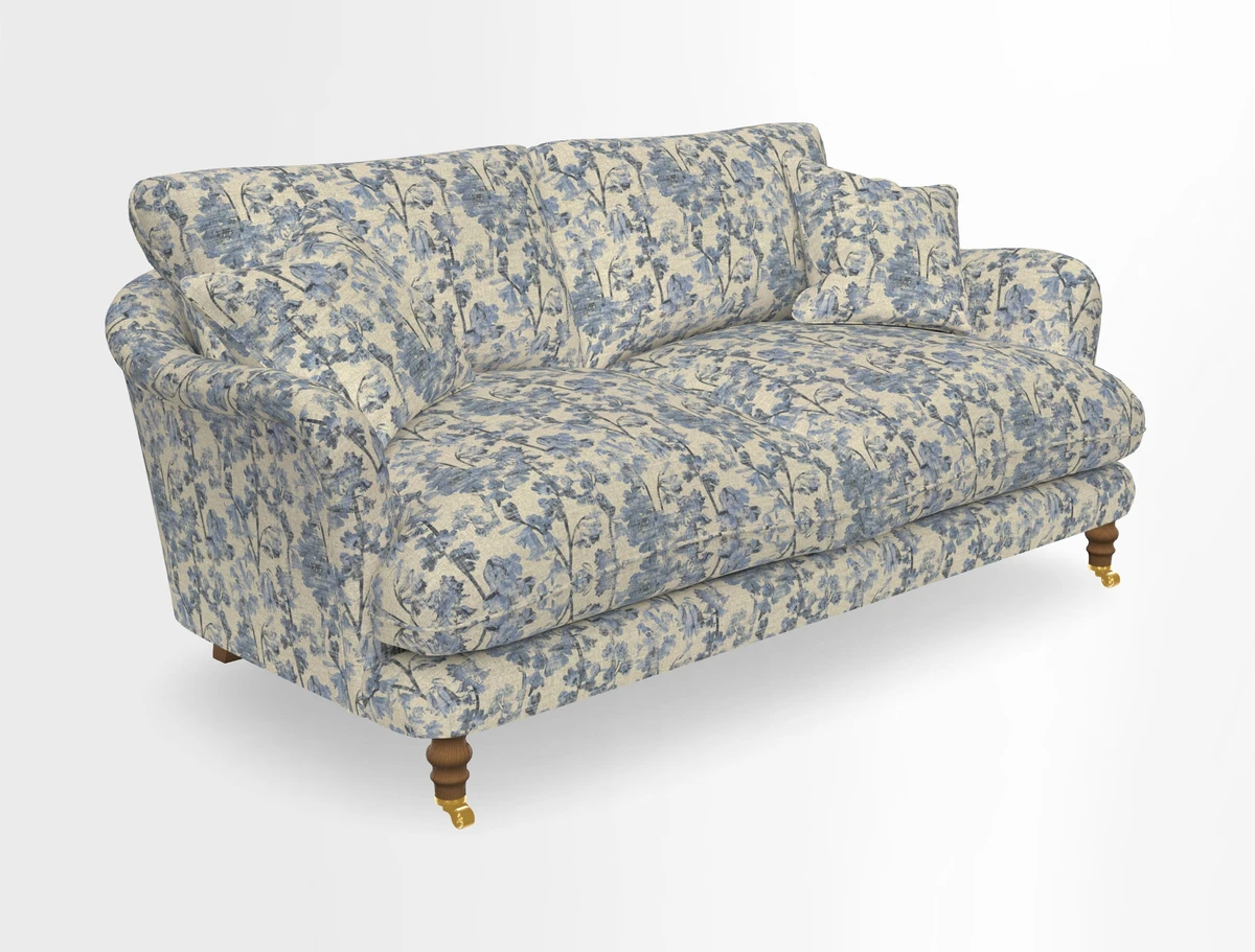 Pugin 3 Seater Sofa in V&A Threads of India Varanasi Wilderness Ink