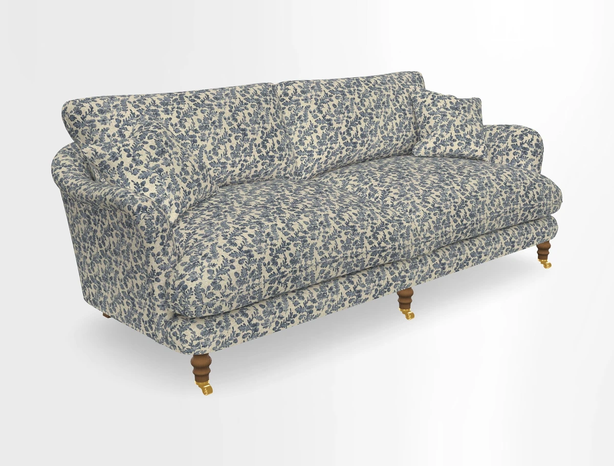 Pugin 3 Seater Sofa in V&A Threads of India Varanasi Wilderness Ink
