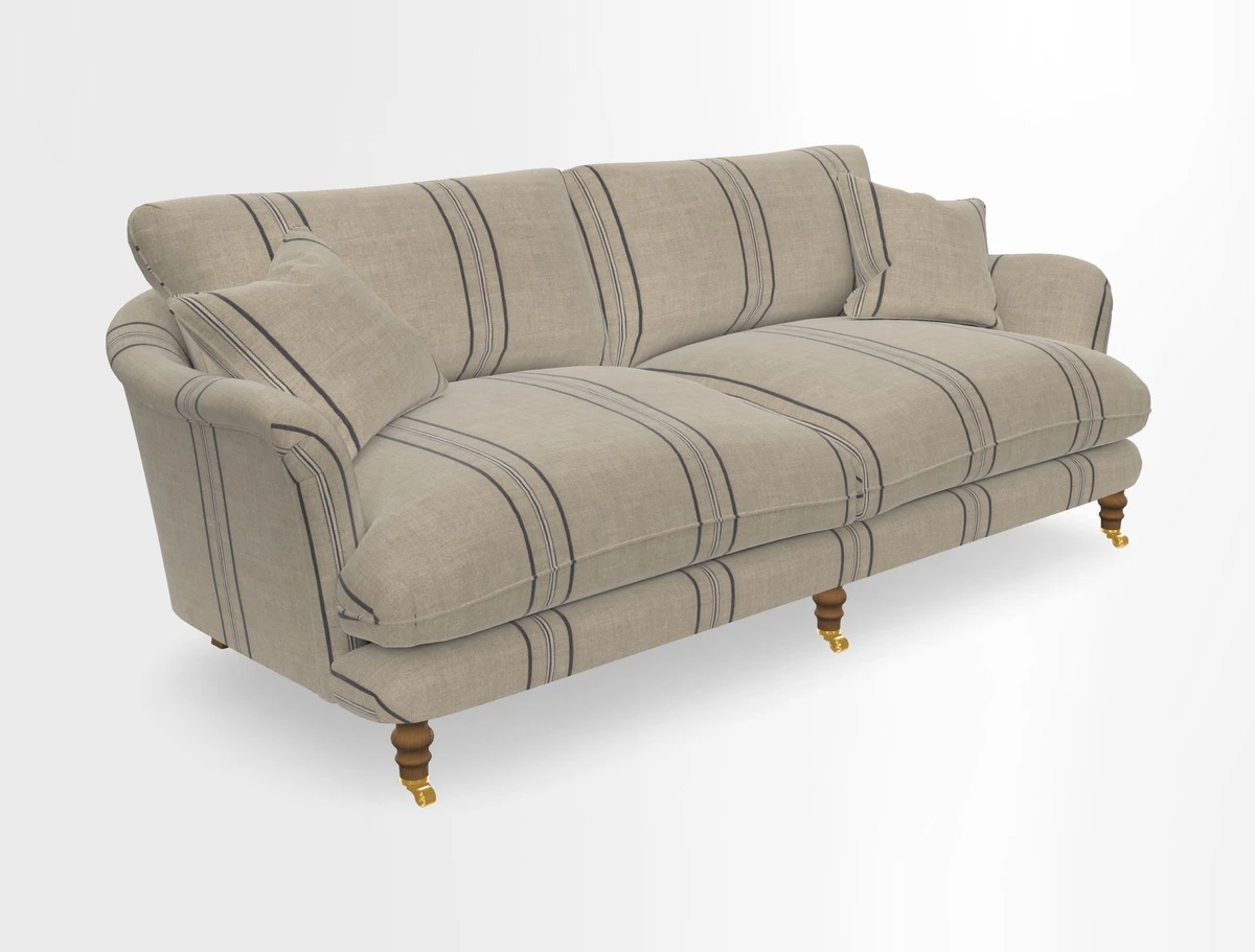 Pugin 3 Seater Sofa in V&A Threads of India Varanasi Wilderness Ink