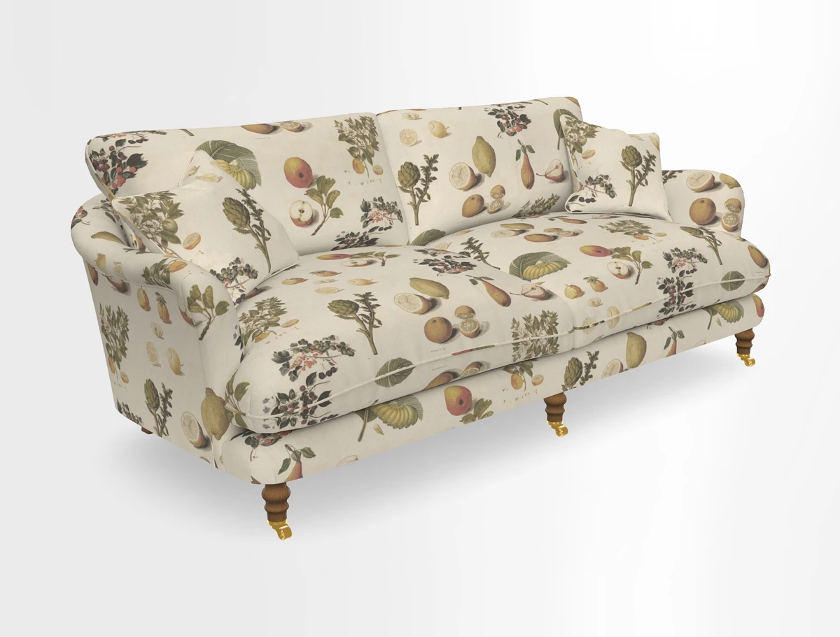 Pugin 3 Seater Sofa in V&A Threads of India Varanasi Wilderness Ink