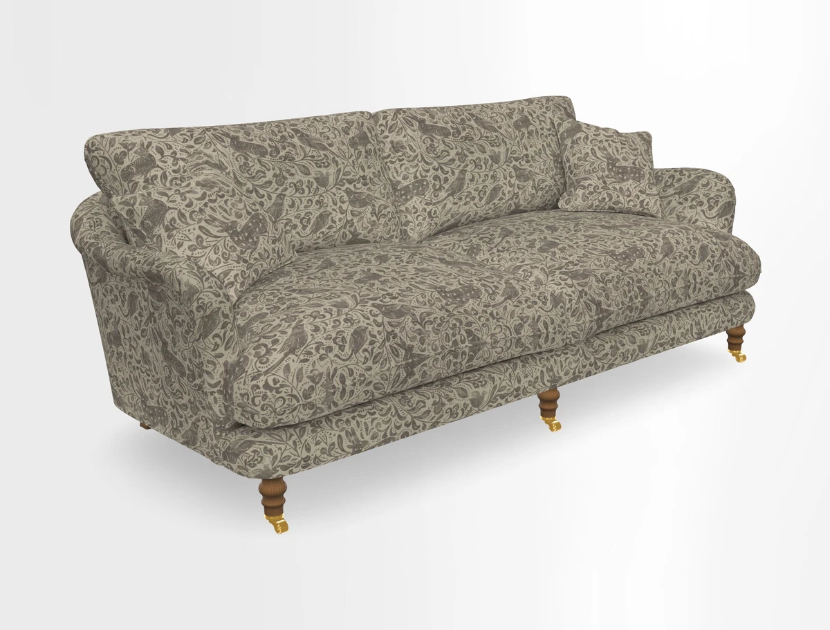 Pugin 3 Seater Sofa in V&A Threads of India Varanasi Wilderness Ink