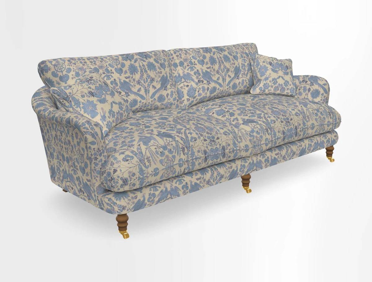 Pugin 3 Seater Sofa in V&A Threads of India Varanasi Wilderness Ink
