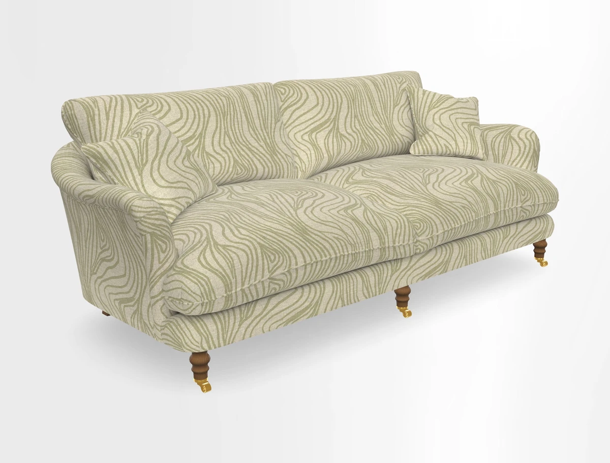 Pugin 3 Seater Sofa in V&A Threads of India Varanasi Wilderness Ink