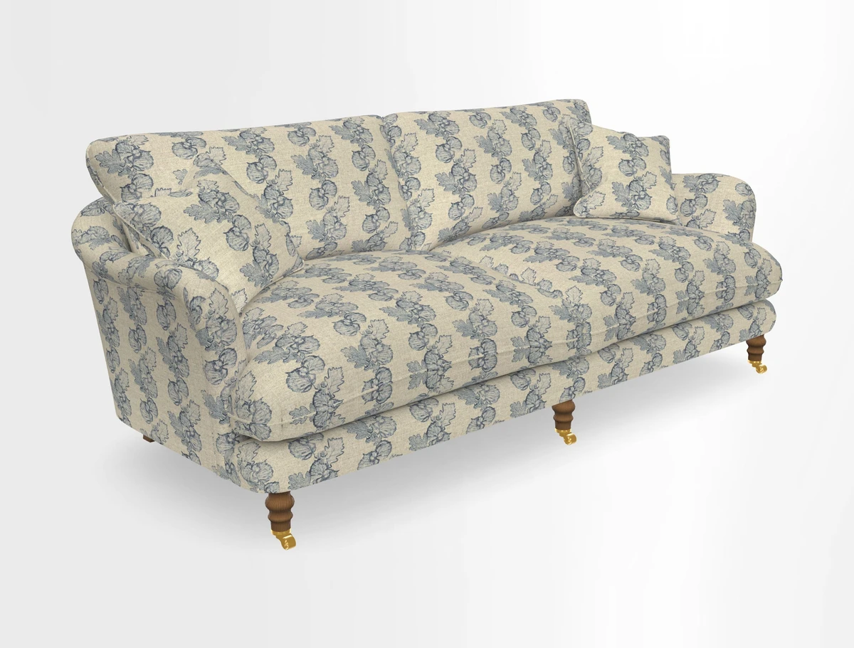 Pugin 3 Seater Sofa in V&A Threads of India Varanasi Wilderness Ink