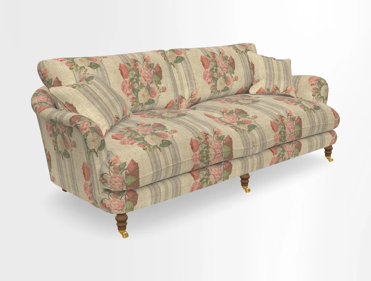 Pugin 3 Seater Sofa in V&A Threads of India Varanasi Wilderness Ink