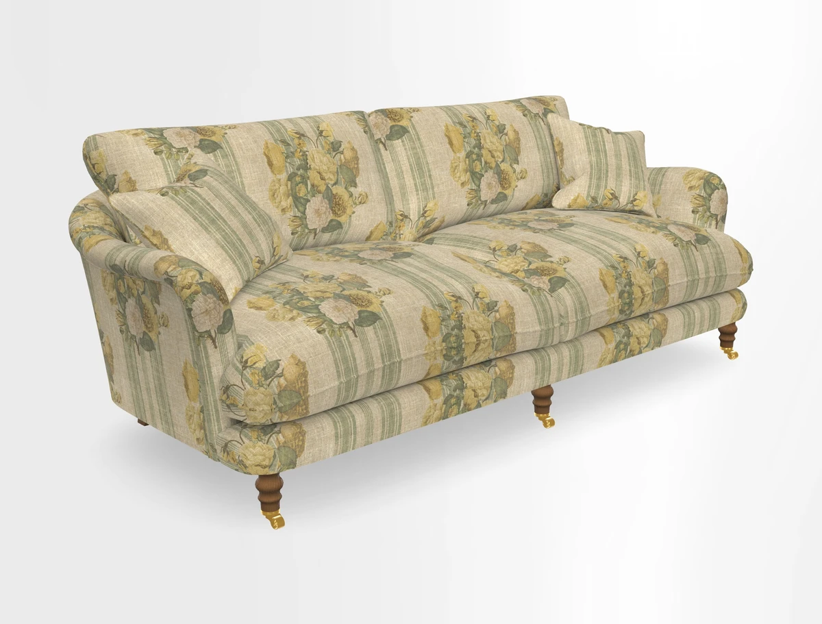 Pugin 3 Seater Sofa in V&A Threads of India Varanasi Wilderness Ink