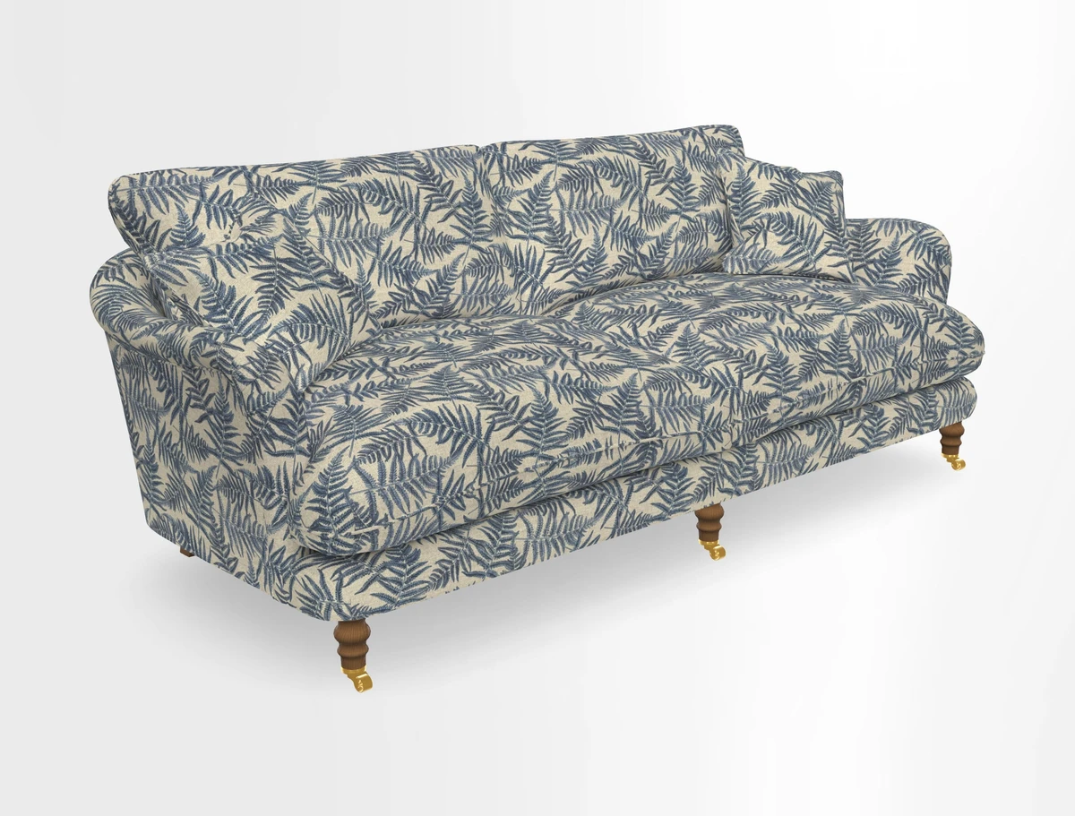 Pugin 3 Seater Sofa in V&A Threads of India Varanasi Wilderness Ink